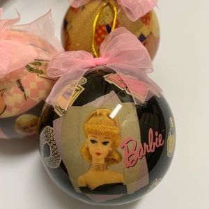 Vintage 1996 Barbie Core Christmas Ornaments Decoupage Ball By Matrix Set of 3